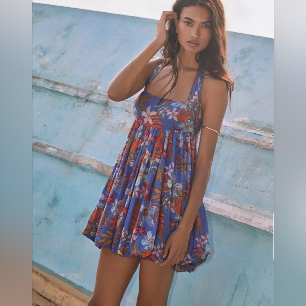 Free People Blue Floral Mini Dress